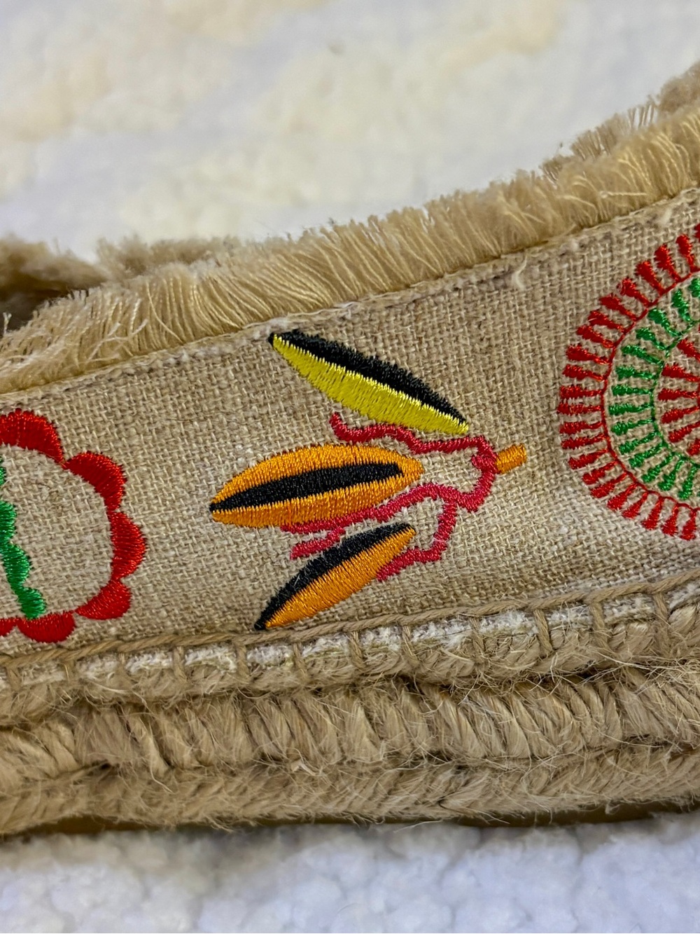 Johnny Was Embroidered Tan Espadrilles with Green & Black Accents - Picture 10 of 15